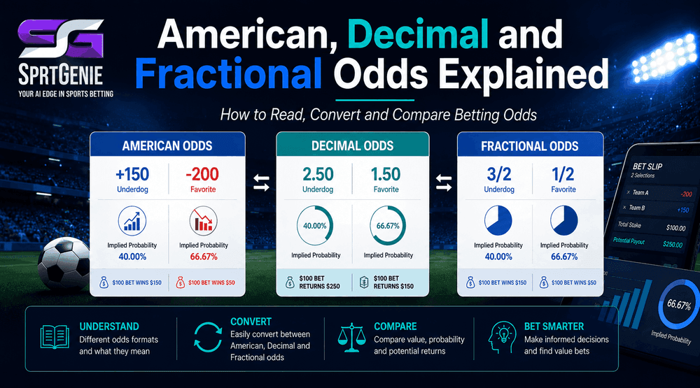 American, Decimal & Fractional Odds Explained | Sprtgenie Betting Guide