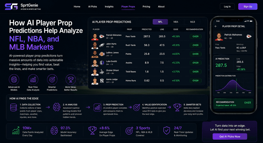How AI Player Prop Predictions Help Analyze NFL, NBA, and MLB Markets